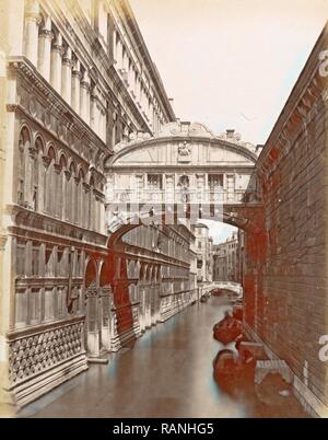 Bridge of Sighs in Venice, Carlo Ponti, 1860 - 1881. Reimagined by Gibon. Classic art with a modern twist reimagined Stock Photo