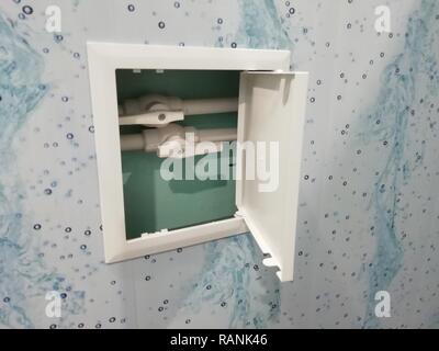 drainage pipe of water heater Stock Photo