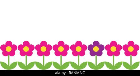 horizontal background with pink flowers vector illustration Stock Vector