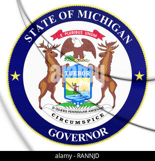 3D Governor of Michigan Seal, USA. 3D Illustration. Stock Photo