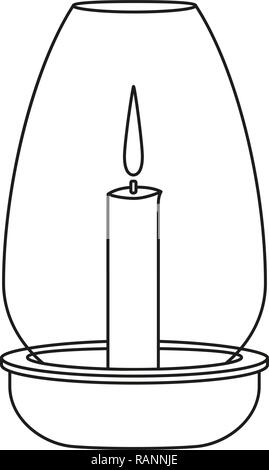 Line art black and white dinner candle Stock Vector