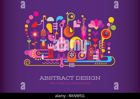 Colorful on a dark violet background Abstract Design vector artwork with text. Stock Vector