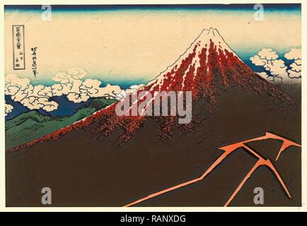 Katsushika Hokusai. Shower Below the Summit (Sanka hakuu), from