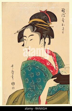 Naniwaya Okita, Okita of Naniwa-Ya. [1793, Printed Later], 1 Print: Woodcut, Color., Print Shows Naniwaya Okita, a reimagined Stock Photo