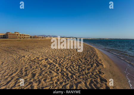 Unfinished buildings of new hotel resort in Egypt. Horizontal color photography. Stock Photo
