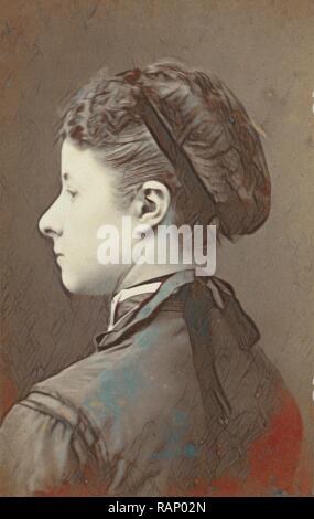 Portrait of a woman, J. Baer, 1865 - 1870. Reimagined by Gibon. Classic art with a modern twist reimagined Stock Photo