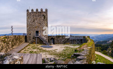 Celorico de Basto, Portugal - February 18, 2018 : The Castle of Arnoia, also known as Castle of the Moors or Castle of Moreira, Celorico de Basto, dis Stock Photo