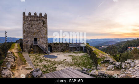 Celorico de Basto, Portugal - February 18, 2018 : The Castle of Arnoia, also known as Castle of the Moors or Castle of Moreira, Celorico de Basto, dis Stock Photo