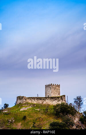 Celorico de Basto, Portugal - February 18, 2018 : The Castle of Arnoia, also known as Castle of the Moors or Castle of Moreira, Celorico de Basto, dis Stock Photo