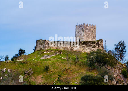 Celorico de Basto, Portugal - February 18, 2018 : The Castle of Arnoia, also known as Castle of the Moors or Castle of Moreira, Celorico de Basto, dis Stock Photo