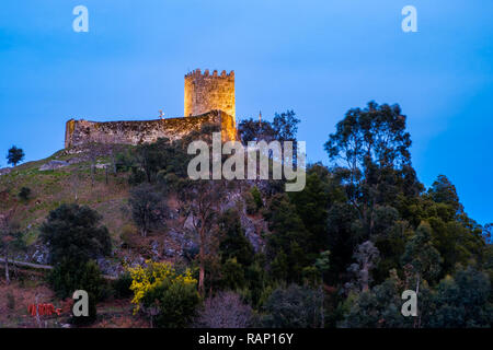 Celorico de Basto, Portugal - February 18, 2018 : The Castle of Arnoia, also known as Castle of the Moors or Castle of Moreira, Celorico de Basto, dis Stock Photo