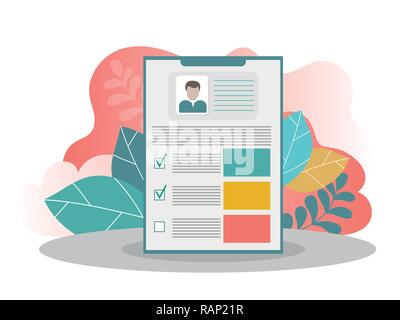 Resume. Job search and recruiting concept. HR management. Application form Stock Vector