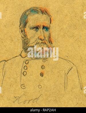 Confederate General John Bell Hood, 1862-1865, drawing, 1862-1865, by Alfred R Waud, 1828-1891, an american artist reimagined Stock Photo