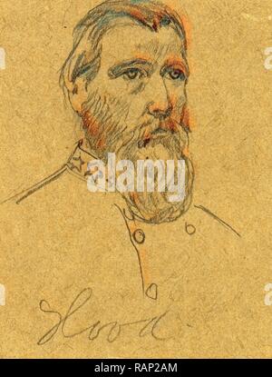 Confederate General John Bell Hood, 1862-1865, drawing, 1862-1865, by Alfred R Waud, 1828-1891, an american artist reimagined Stock Photo