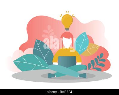 Vector illustration, online assistant at work. promotion in the network Stock Vector