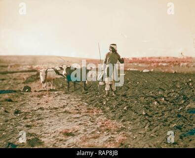 Peasant sowing grain. 1934, Israel. Reimagined by Gibon. Classic art with a modern twist reimagined Stock Photo
