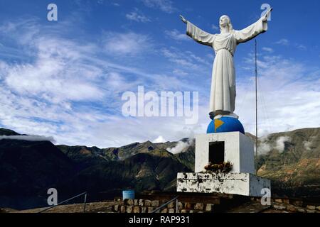 Christ - Cemetery - Old Yungay where an earthquake and landslide buried in1970  in YUNGAY. Department of Ancash.PERU                Stock Photo