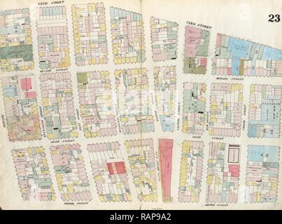 Plate 23: Map bounded by Broome Street, Bowery, Canal Street, Broadway. 1857, 1862, Perris and Browne, New York, USA reimagined Stock Photo