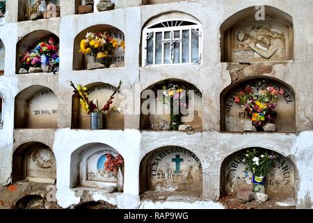 Cemetery - Old Yungay where an earthquake and landslide buried in 1970  in YUNGAY. Department of Ancash.PERU                     Stock Photo