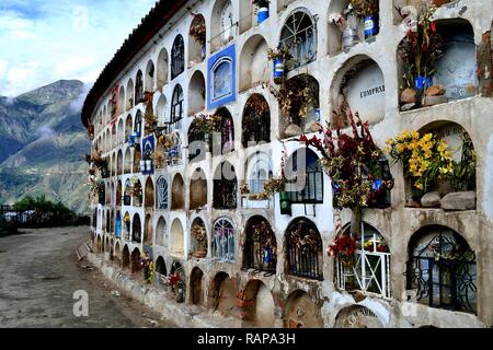 Cemetery - Old Yungay where an earthquake and landslide buried in 1970  in YUNGAY. Department of Ancash.PERU                     Stock Photo