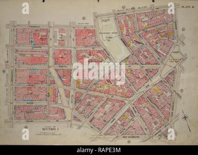 Plate 8, Part of Section 1: Bounded by Franklin Street, Bayard Street, Bowery, Chatham Square, New Bowery, Madison reimagined Stock Photo