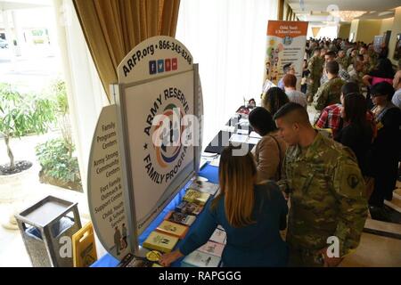 U.S. Army Reserve Soldiers from the 301st Military Police Company attend a Yellow Ribbon event, February 24-26 at the Gran Melia Resort in Rio Grande, Puerto Rico. Stock Photo