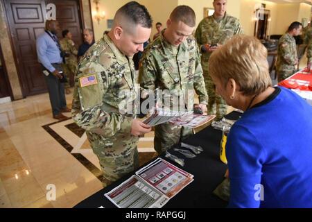 U.S. Army Reserve Soldiers from the 301st Military Police Company attend a Yellow Ribbon event, February 24-26 at the Gran Melia Resort in Rio Grande, Puerto Rico. Stock Photo