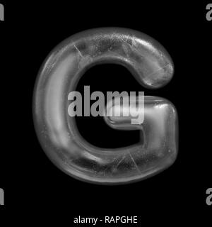 Ice letter G - large 3d Winter font isolated on black background. This alphabet is perfect for creative illustrations related but not limited to Natur Stock Photo