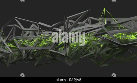 Abstract low poly green and gray. Connection structure. Connection data science polygonal background. 3d render Stock Photo