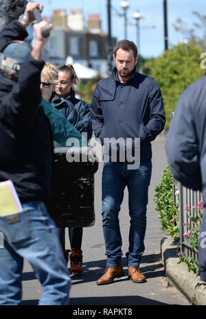 Eastenders Carter family during filming in Broadstairs, Kent  Featuring: Danny Dyer Where: Broadstairs, United Kingdom When: 09 Jun 2015 Credit: Steve Finn/WENN Stock Photo