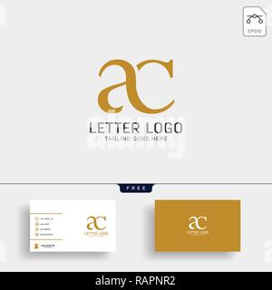 letter ac, ca gold creative logo template with business card Stock Vector