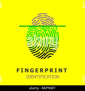 Editable Vector line Fingerprint Scan Icon - fingerprint identification symbol Stock Vector