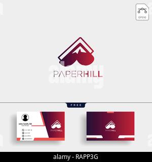 paper mountain creative logo template with business card Stock Vector