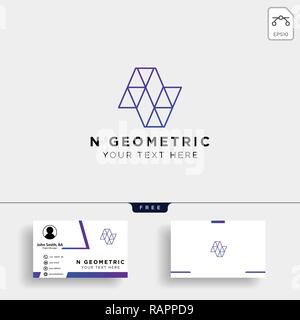 Letter N Geometric Logo template with business card template Stock Vector