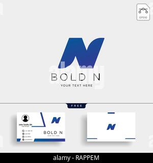 Letter N Bold Creative Logo template with business card template Stock Vector