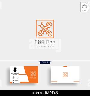 Bee DNA Science creative logo template with business card Stock Vector