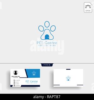 Pet Home or store creative logo template with business card Stock Vector