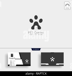 Pet Home or store creative logo template with business card Stock Vector