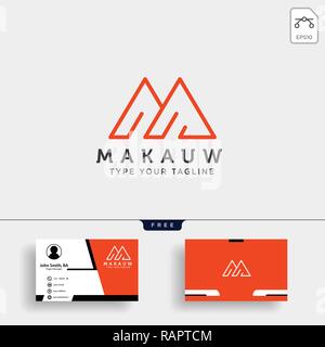 Letter M logo template with business card design Stock Vector