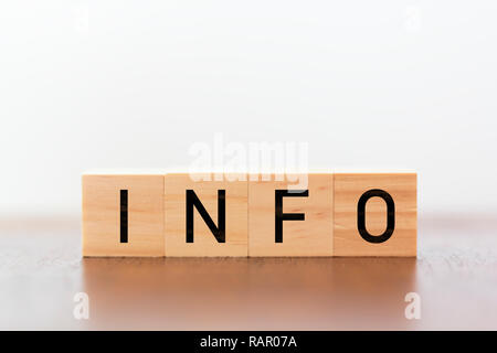 Info written on wooden cubes Stock Photo