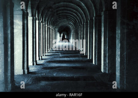 The Deep Tunnel Structure Corridor. I took that Shot in Frankfurt Cemetery Entrance. Stock Photo