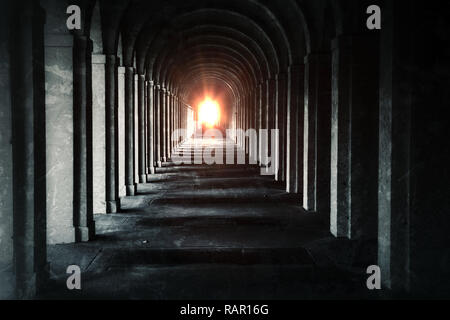 The Deep Tunnel Structure Corridor. I took that Shot in Frankfurt Cemetery Entrance. Stock Photo