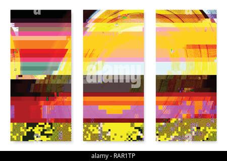 Glitched Posters Set Stock Vector