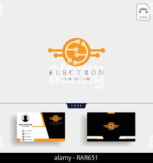 electrical connection technology logo template vector illustration with free business card design - vector Stock Vector