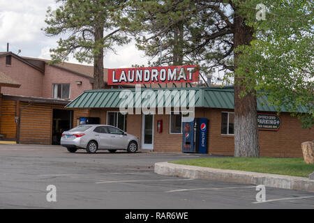 July 16 2018 - BRYCE CANYON CITY UTAH: Laundromat at the Ruby's Best Western Inn in Bryce Canyon National Park allows travelers to do a load of laundr Stock Photo