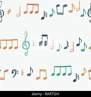 Music notes and clefs seamless pattern - vector musical texture. Stock Vector