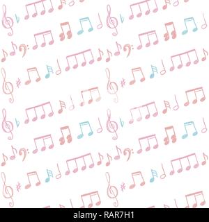 Music notes seamless vector background. Musical notation doodle texture. Stock Vector