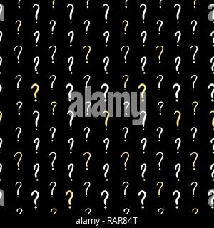 Vector background - question marks doodle ink style seamless texture. Stock Vector