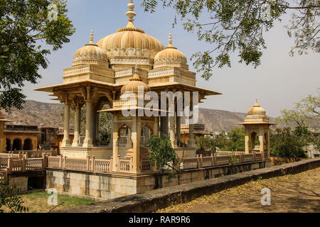 Royal cenotaphs in Jaipur, Rajasthan, India.The royal cremation territory of the dynasty Kachhawa Stock Photo