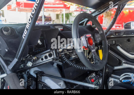 BUZET, CROATIA - SEPTEMBER 16, 2018: Cockpit of a sport racing car on European Hill Climb Championship in Buzet, Croatia. Stock Photo